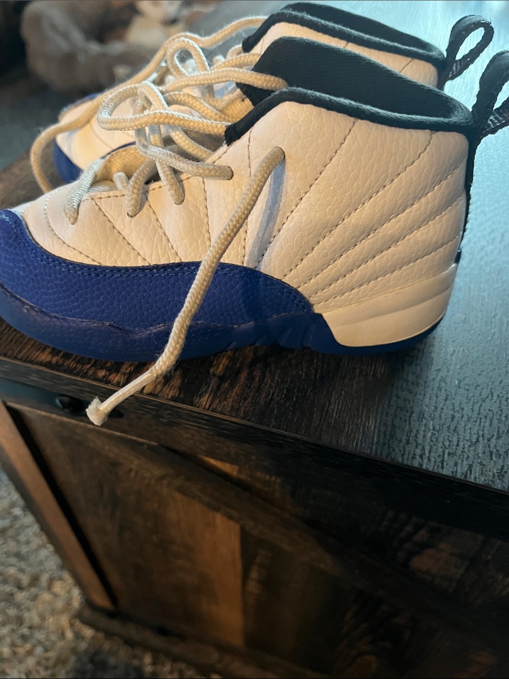 Jordan Kids White and Blue High-Top Basketball Sneakers - Picture 3 of 5